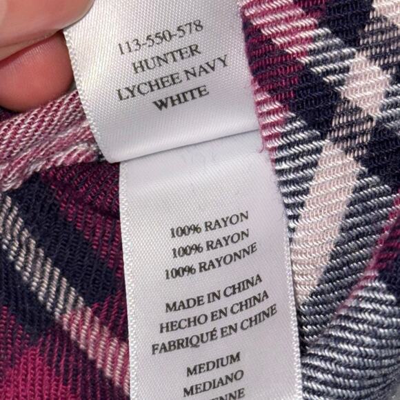 Rails Hunter Plaid Shirt Women’s Medium Rayon Button Down Navy/Burgundy Flannel - Picture 14 of 16